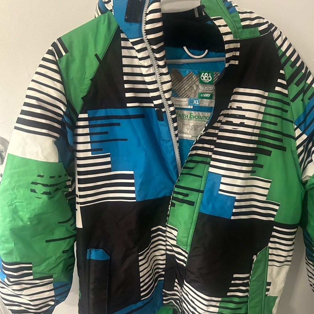 686 Striped Youth Jacket in Blue and Green